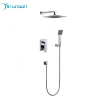 Concealed bathroom chrome shower faucet with shower head and 1.5 M flexible hose